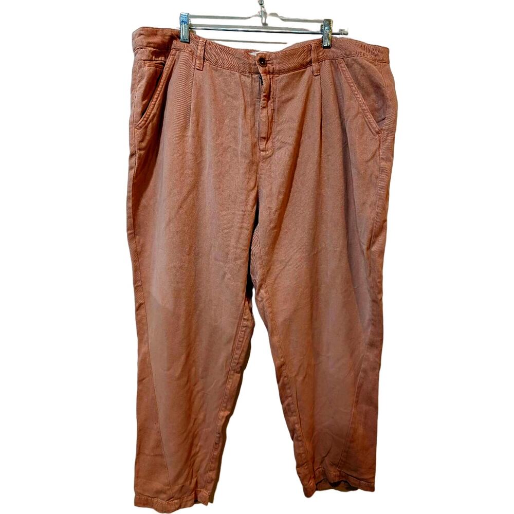 Anthropologie Plus Wide Leg Cropped Pleated Pants Pink Rose sz 20W NWT